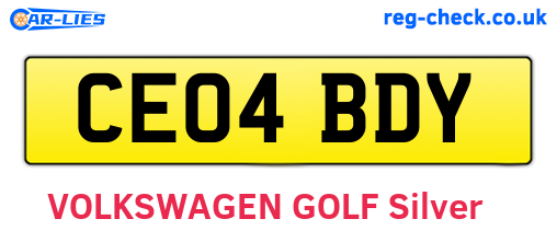 CE04BDY are the vehicle registration plates.