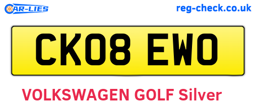 CK08EWO are the vehicle registration plates.