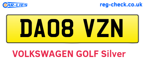 DA08VZN are the vehicle registration plates.