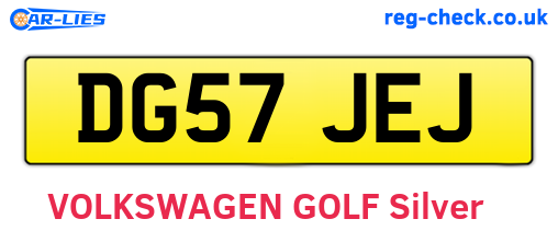 DG57JEJ are the vehicle registration plates.