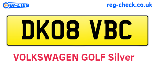 DK08VBC are the vehicle registration plates.