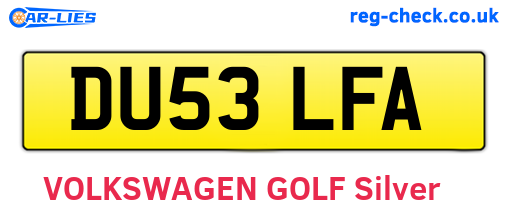 DU53LFA are the vehicle registration plates.