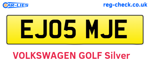 EJ05MJE are the vehicle registration plates.