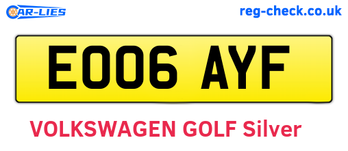 EO06AYF are the vehicle registration plates.