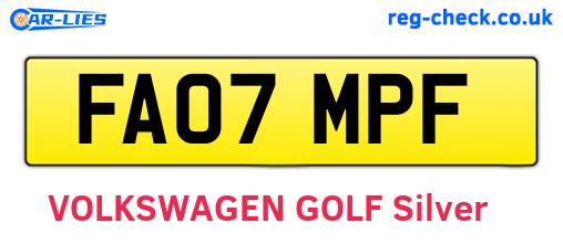 FA07MPF are the vehicle registration plates.