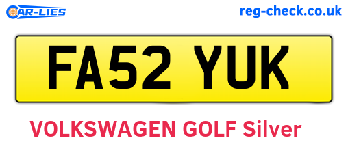 FA52YUK are the vehicle registration plates.