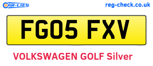 FG05FXV are the vehicle registration plates.