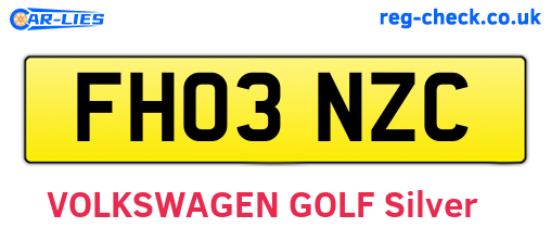 FH03NZC are the vehicle registration plates.