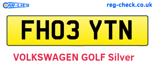 FH03YTN are the vehicle registration plates.