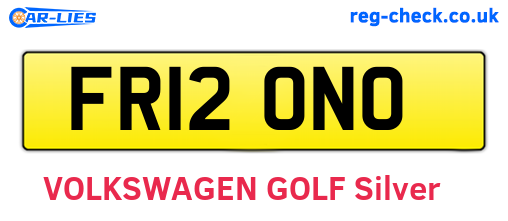FR12ONO are the vehicle registration plates.