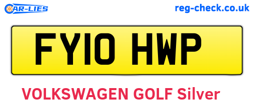 FY10HWP are the vehicle registration plates.