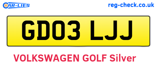 GD03LJJ are the vehicle registration plates.