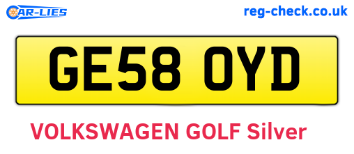 GE58OYD are the vehicle registration plates.