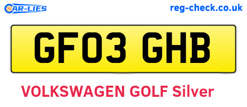 GF03GHB are the vehicle registration plates.
