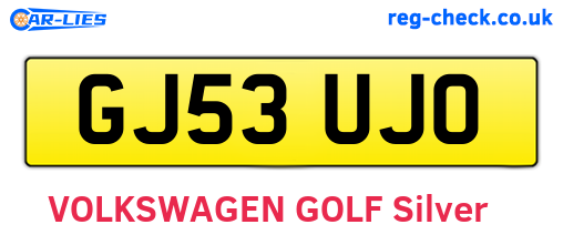 GJ53UJO are the vehicle registration plates.