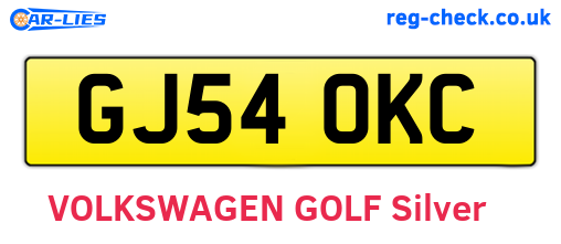 GJ54OKC are the vehicle registration plates.