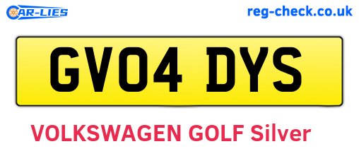 GV04DYS are the vehicle registration plates.