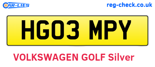 HG03MPY are the vehicle registration plates.
