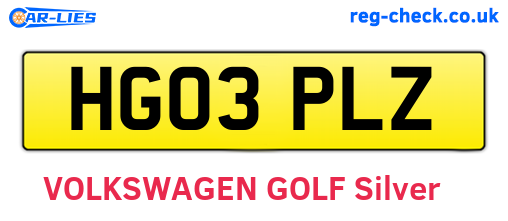 HG03PLZ are the vehicle registration plates.