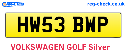 HW53BWP are the vehicle registration plates.