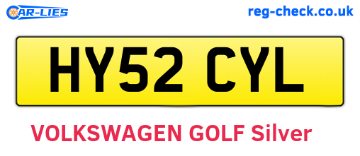 HY52CYL are the vehicle registration plates.