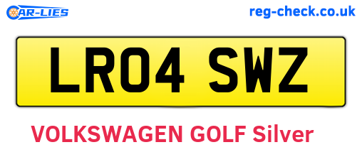 LR04SWZ are the vehicle registration plates.