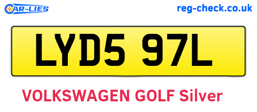 LYD597L are the vehicle registration plates.