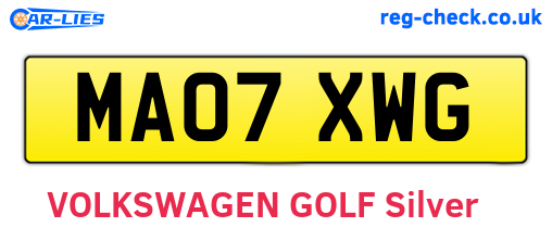 MA07XWG are the vehicle registration plates.