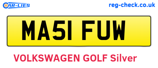 MA51FUW are the vehicle registration plates.