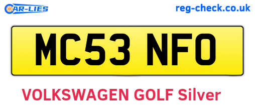 MC53NFO are the vehicle registration plates.