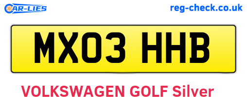 MX03HHB are the vehicle registration plates.