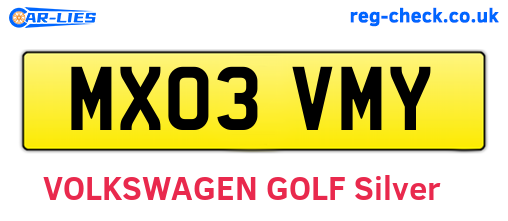 MX03VMY are the vehicle registration plates.