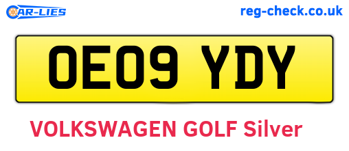 OE09YDY are the vehicle registration plates.