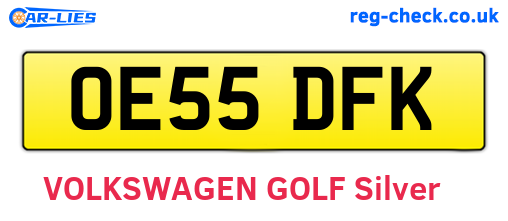 OE55DFK are the vehicle registration plates.