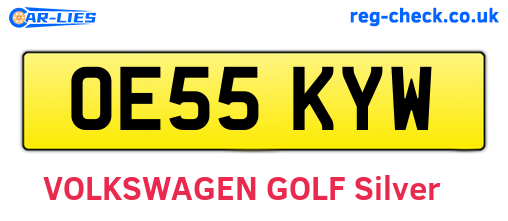 OE55KYW are the vehicle registration plates.