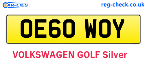 OE60WOY are the vehicle registration plates.