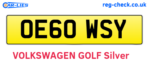 OE60WSY are the vehicle registration plates.