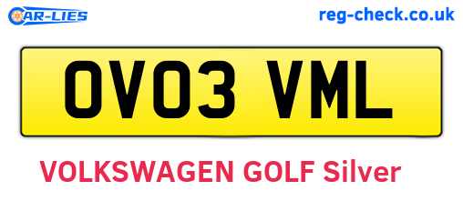 OV03VML are the vehicle registration plates.