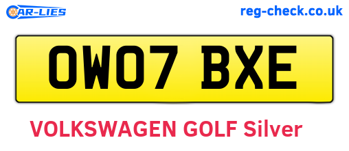 OW07BXE are the vehicle registration plates.