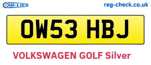 OW53HBJ are the vehicle registration plates.