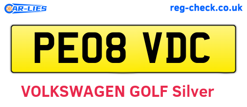 PE08VDC are the vehicle registration plates.