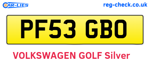 PF53GBO are the vehicle registration plates.