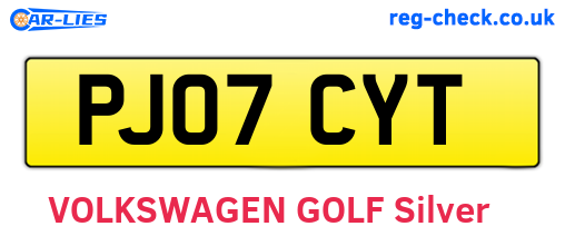 PJ07CYT are the vehicle registration plates.