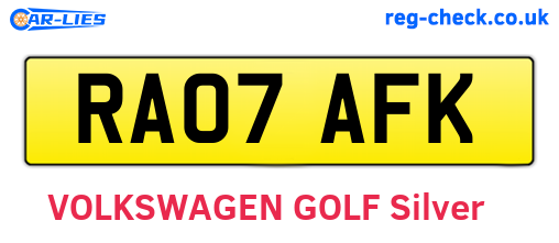 RA07AFK are the vehicle registration plates.