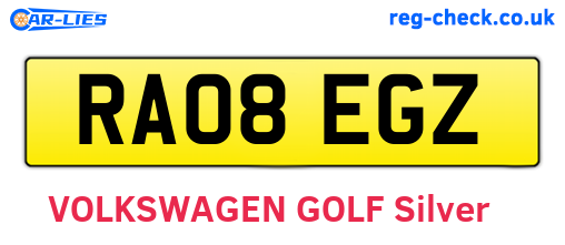 RA08EGZ are the vehicle registration plates.