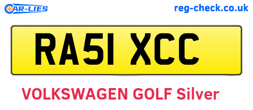 RA51XCC are the vehicle registration plates.