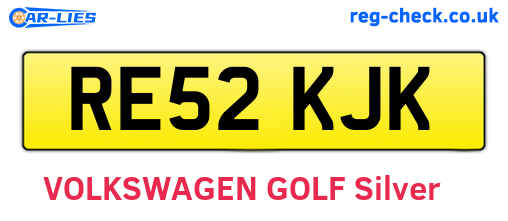 RE52KJK are the vehicle registration plates.