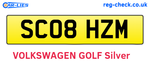 SC08HZM are the vehicle registration plates.