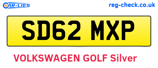 SD62MXP are the vehicle registration plates.
