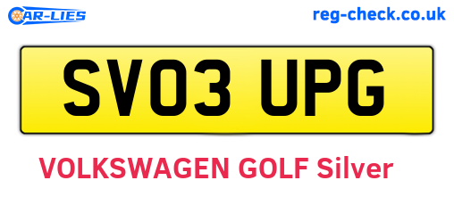 SV03UPG are the vehicle registration plates.